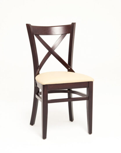 Gastro Stuhl LOUIS | Beige | gepolsterter Crossback Holzstuhl