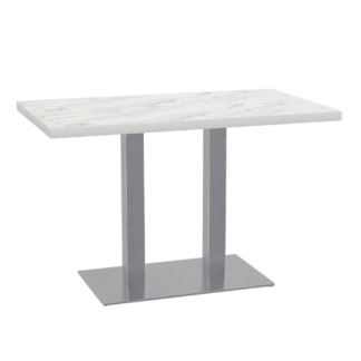 Bistrotisch 120x70 cm | D4448VL Marmor Weiß | Edelstahl Gestell