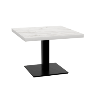 Gastro Loungetisch 80x80 cm | D4448 LV Marmor Weiß | Gusseisengestell | 45 cm Höhe