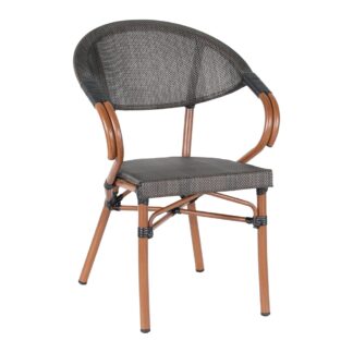 Terrassenstuhl Rom Bistrostuhl mit Armlehne Textilgewebe mit Aluminiumgestell stapelbar