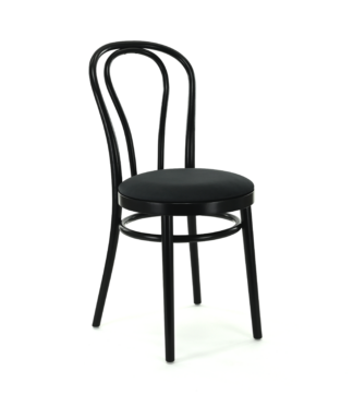 FAMEG Gastrostuhl Kaffeehaus Stuhl in Thonet-Stil | A-2018 | gepolsterte Sitzfläche | Schwarz